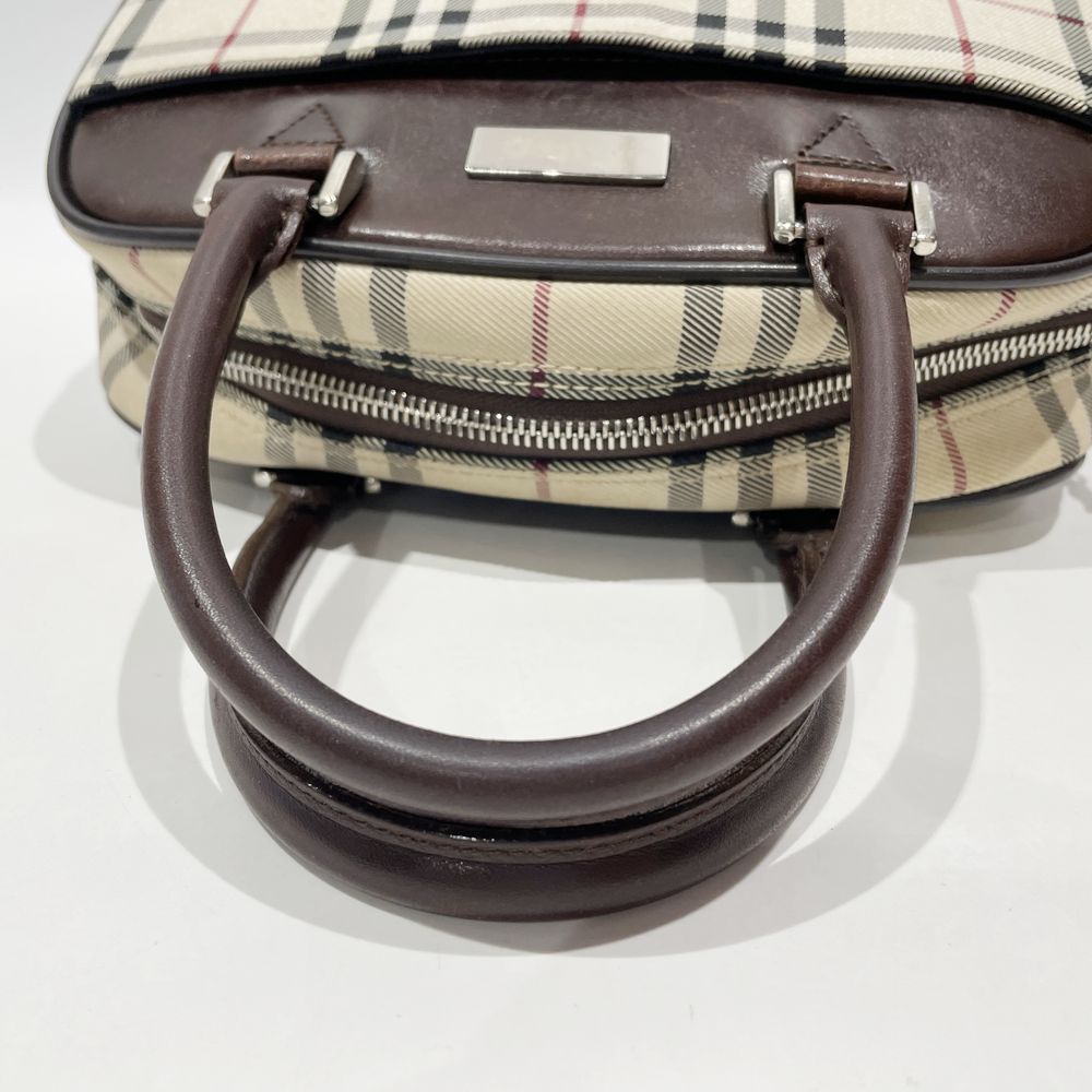 BURBERRY(バーバリー) ロゴ プレート チェック ミニ ハンドバッグ キャンバス/レザー レディース【中古B】20240922