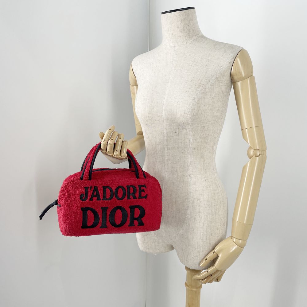 中古AB/使用感小】Christian Dior クリスチャンディオール ロゴ刺繍 J'ADORE ジャドール ミニ レディース ハンドバッグ  レッド20490261