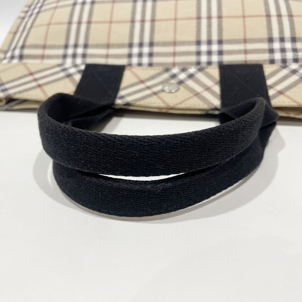 BURBERRY BLUE LABEL(バーバリーブルーレーベル) ロゴ ボタン チェック トートバッグ キャンバス/レザー レディース【中古AB】20240908