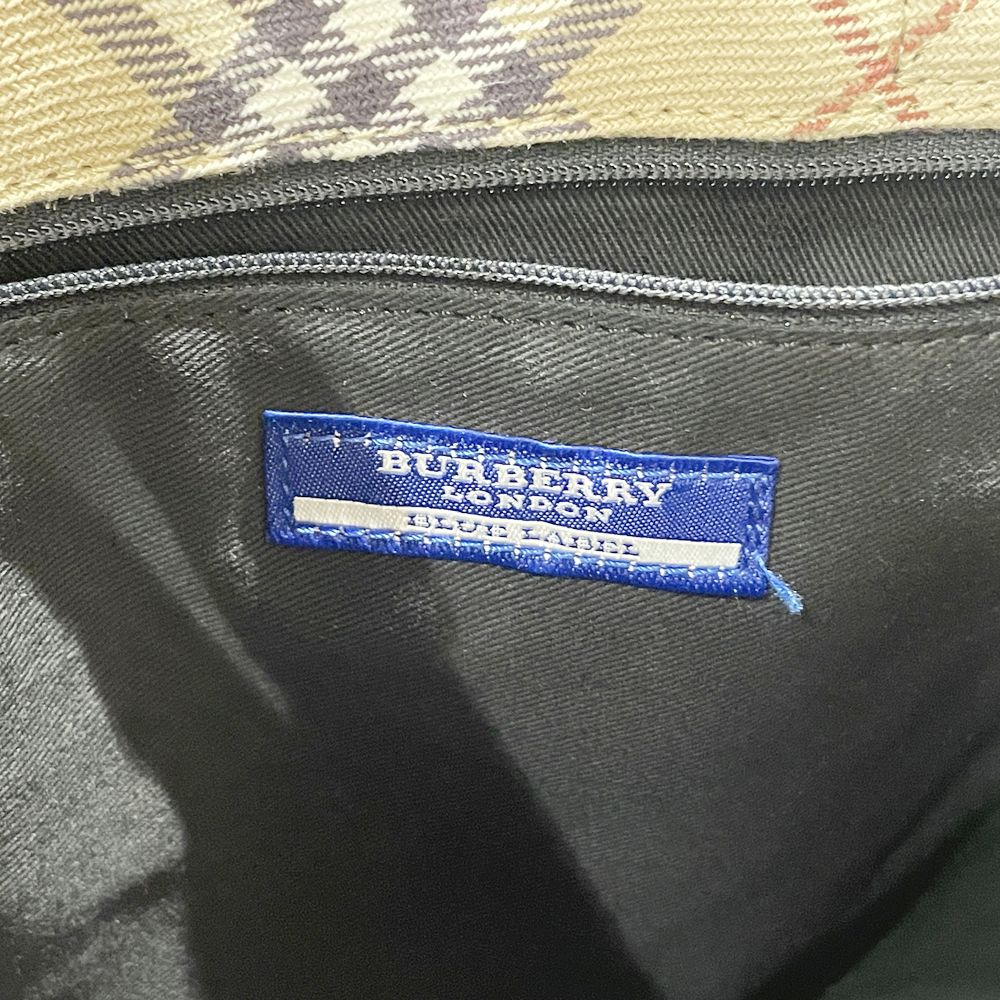 BURBERRY BLUE LABEL(バーバリーブルーレーベル) ロゴ ボタン チェック トートバッグ キャンバス/レザー レディース【中古AB】20240908