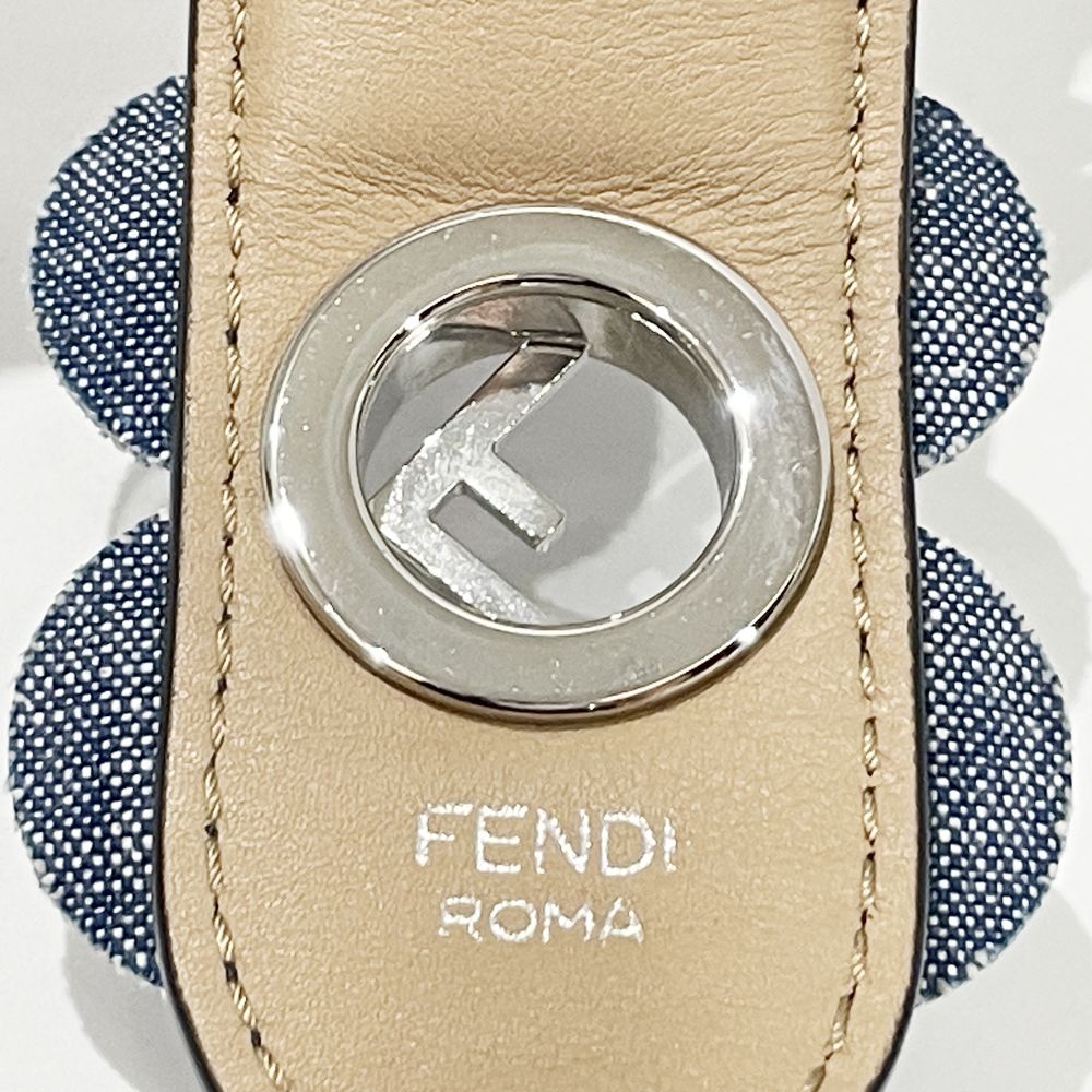 FENDI(フェンディ) ストラップユー デニムフラワー 全長91㎝ エフイズ 肩掛け ハンドル ショルダーストラップ レザー/キャンバス ユニセックス【中古AB】20240921