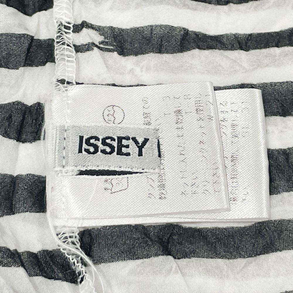 ISSEY MIYAKE(イッセイミヤケ) しわ加工 ボトルネック ボーダー 透け感 IM63-JK704 カットソー ポリエステル レディース【中古AB】20240917