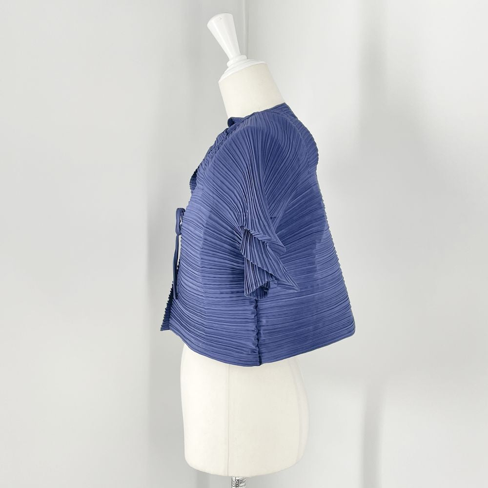 中古B/標準】ISSEY MIYAKE イッセイミヤケ FETE フェット プリーツ加工 ボレロ 変形 ショート丈 サイズ2 レディース カーディガン  IF74FJ76720490351