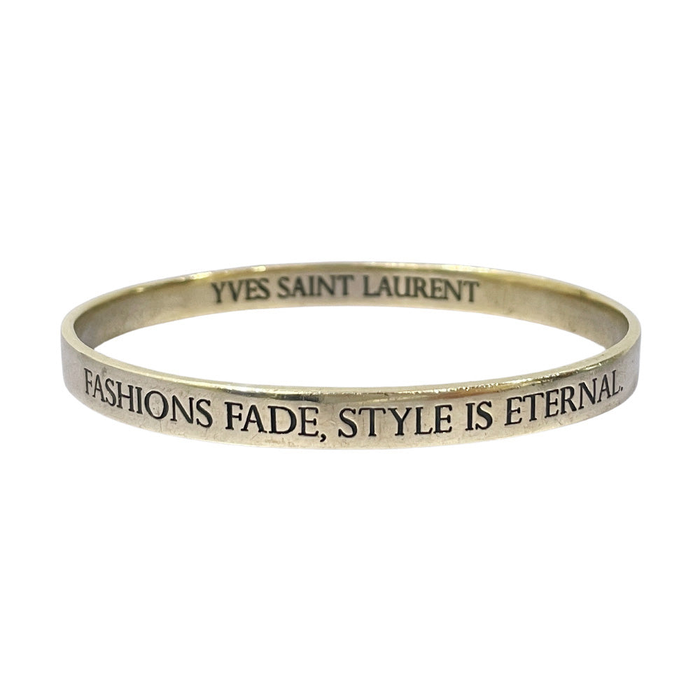 YVES SAINT LAURENT(イヴ・サンローラン) Fashions fade, style is eternal 名言 ブレスレット バングル シルバー925/GP ユニセックス【中古B】