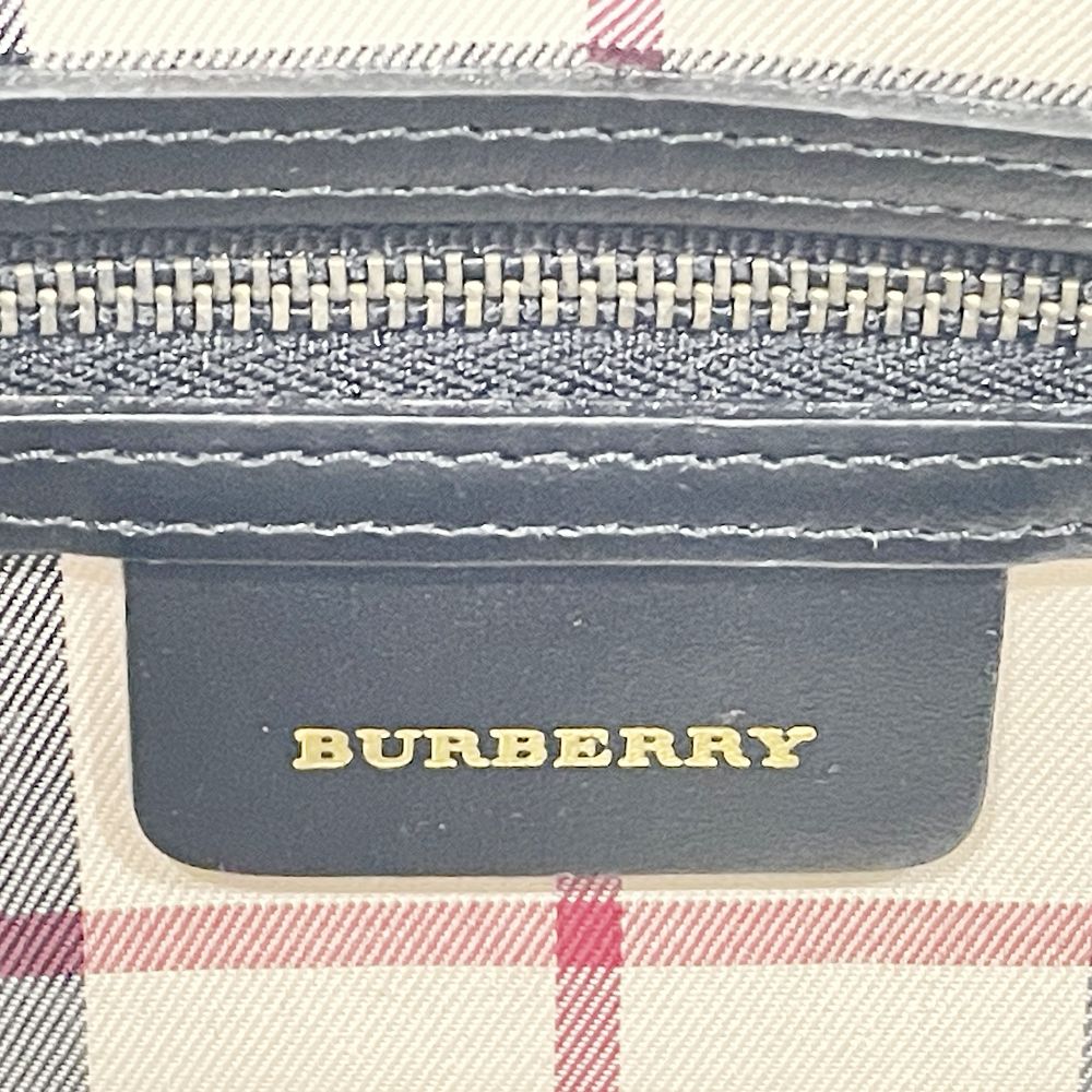 BURBERRY(バーバリー) ロゴ 内部チェック スクエア型 ハンドバッグ レザー レディース【中古AB】20241005