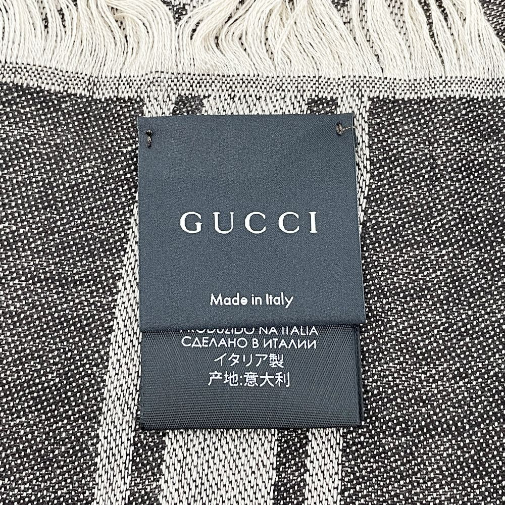 中古A/美品】GUCCI グッチ GGジャガード 大判 130cm×134cm ストール ユニセックス スカーフ ブラウン20494230