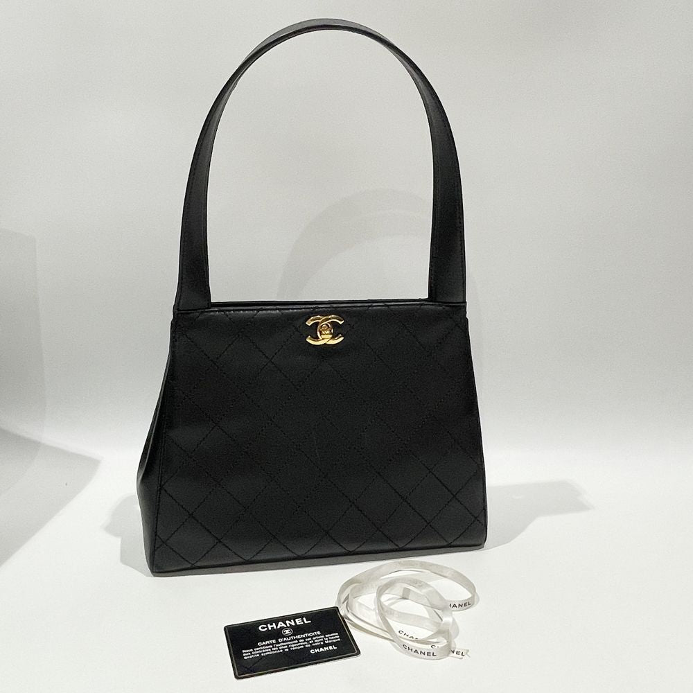 CHANEL(シャネル) ヴィンテージ マトラッセ ターンロック ゴールド金具 台形型 セミショルダー ハンドバッグ カーフ レディース【中古AB】20241012