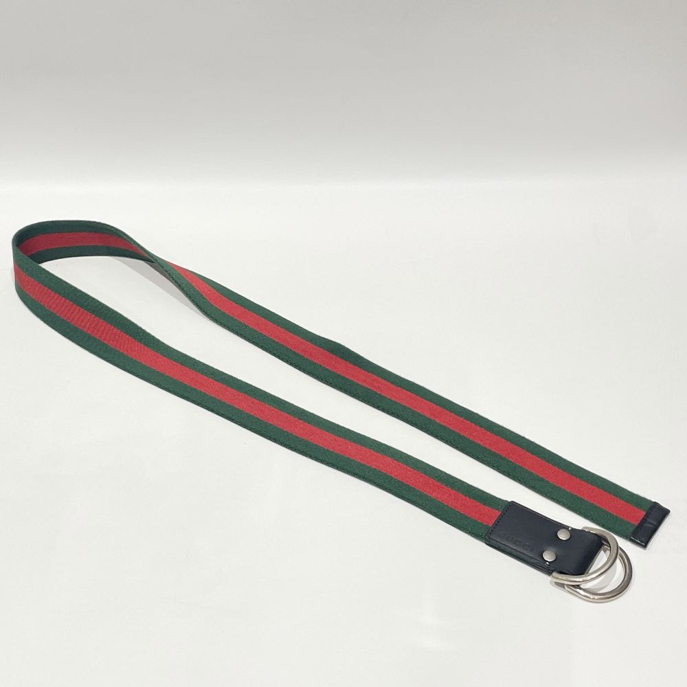 GUCCI(グッチ) サイズ100cm リングベルト シェリー ウェブ ライン ストライプ ベルト //ナイロン 他 ユニセックス【中古A】20241019