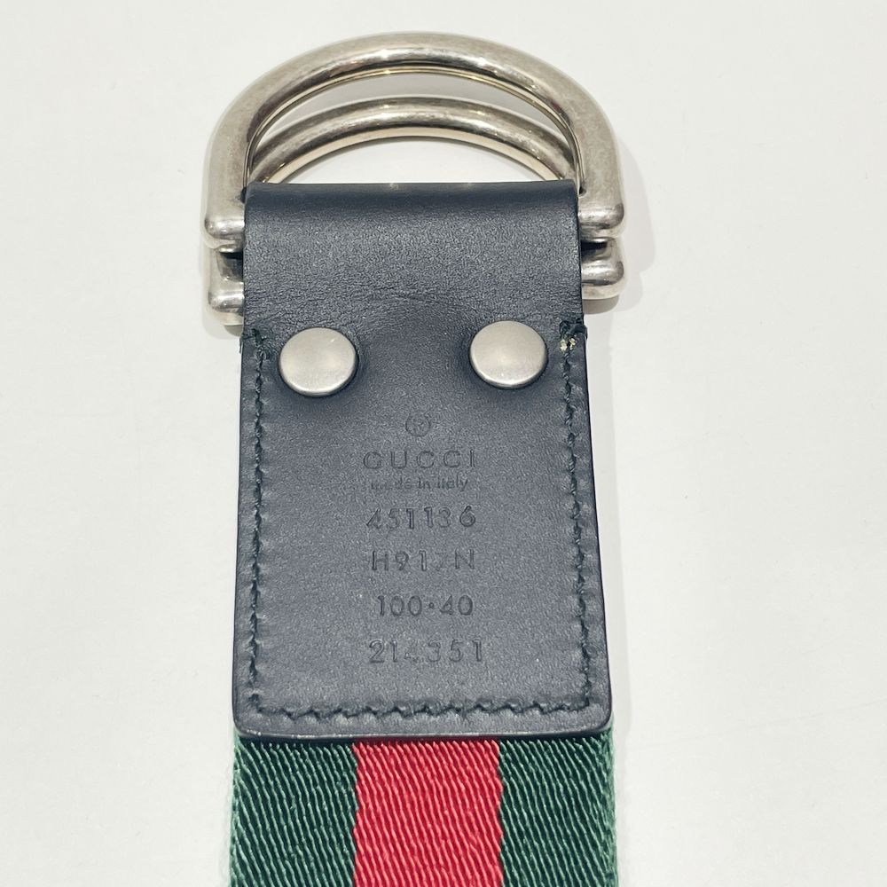 GUCCI(グッチ) サイズ100cm リングベルト シェリー ウェブ ライン ストライプ ベルト //ナイロン 他 ユニセックス【中古A】20241019