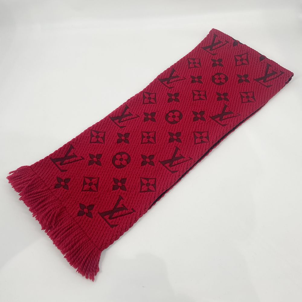 中古A/美品】LOUIS VUITTON ルイ・ヴィトン エシャルプ ロゴマニア モノグラムフラワー ニット ユニセックス マフラー M75832  レッド20495974