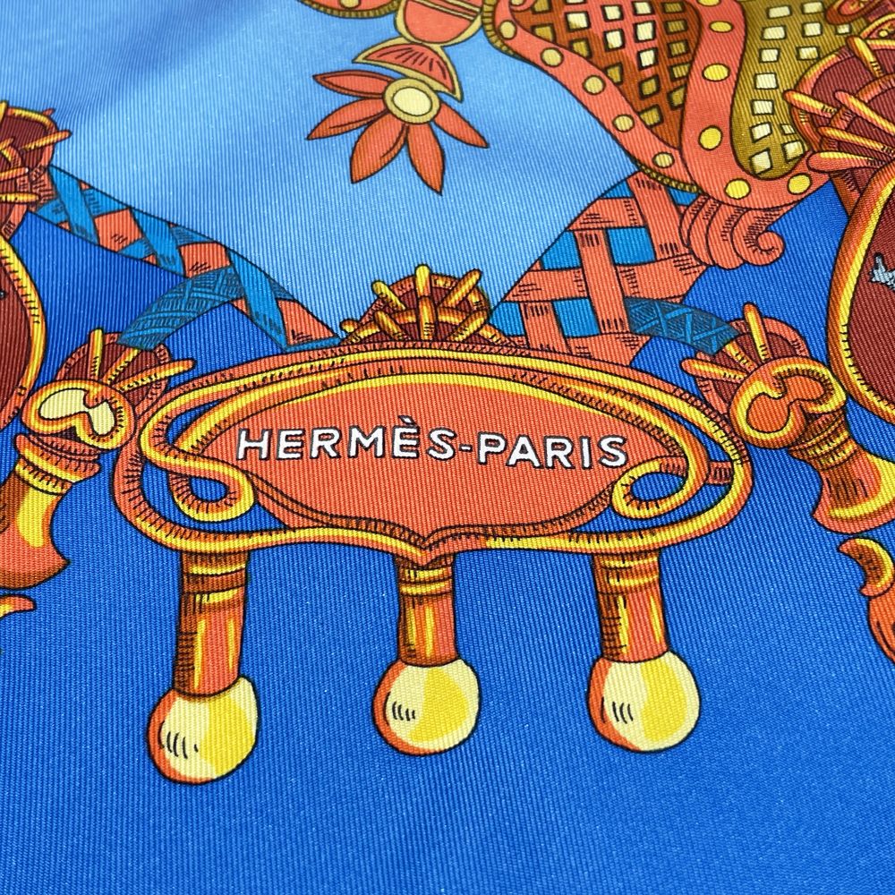 HERMES(エルメス) カレ90 TOURNEZ MANEGE メリーゴーラウンド アニマル 猫 鶏 馬 スカーフ シルク ユニセックス【中古A】20241024