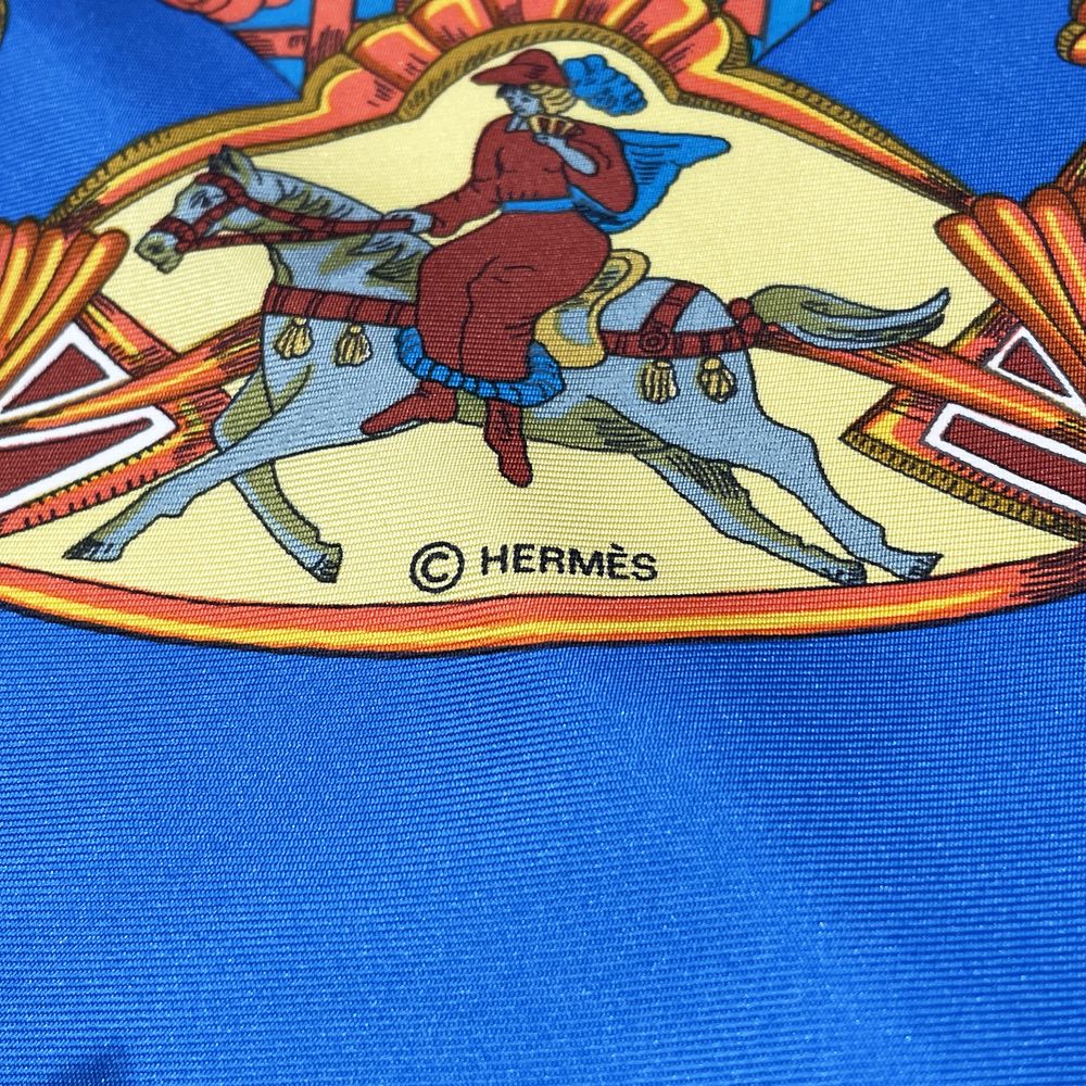 HERMES(エルメス) カレ90 TOURNEZ MANEGE メリーゴーラウンド アニマル 猫 鶏 馬 スカーフ シルク ユニセックス【中古A】20241024