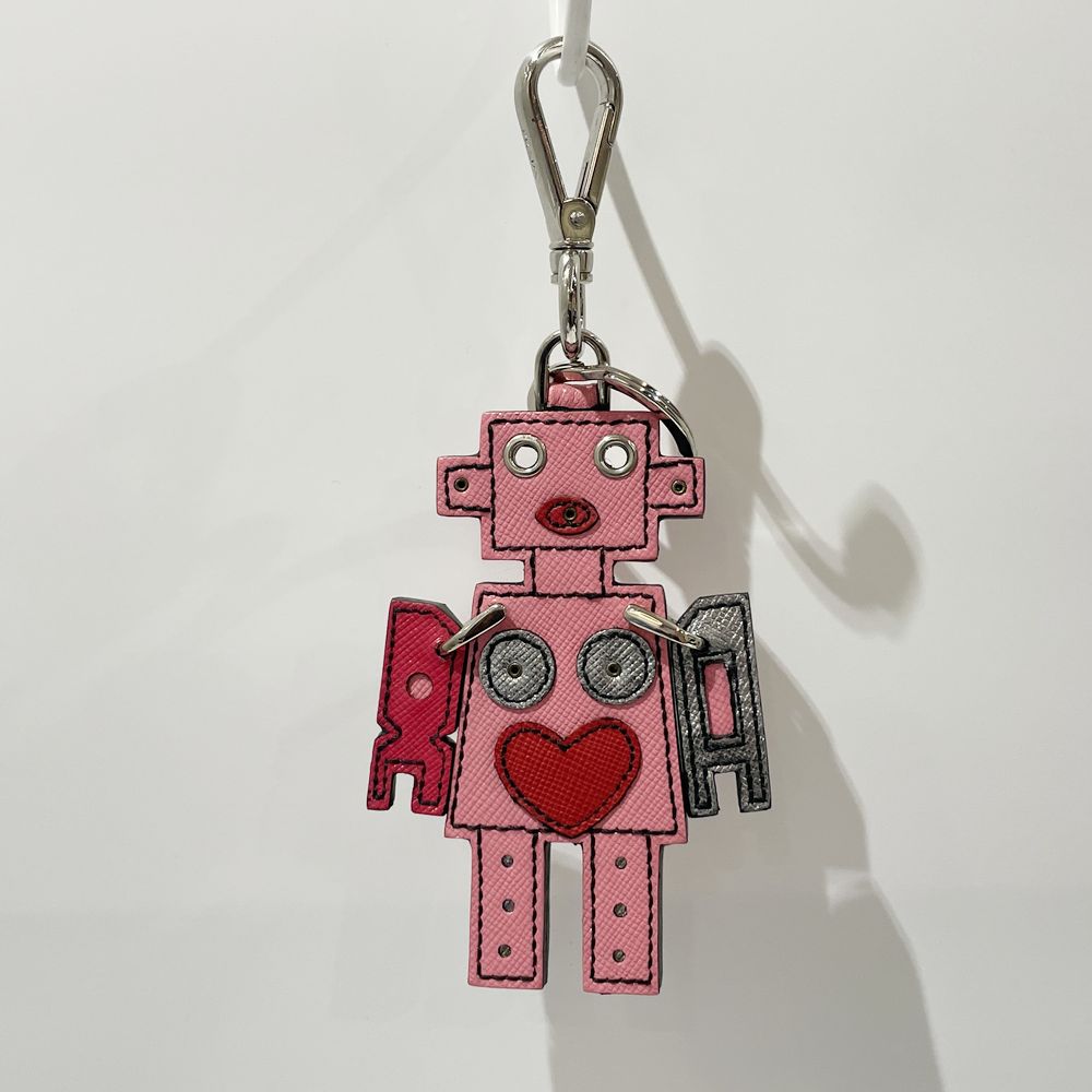 中古A/美品】PRADA プラダ ロボット トリック チャーム ハート 女の子 ユニセックス キーホルダー ピンク20496592