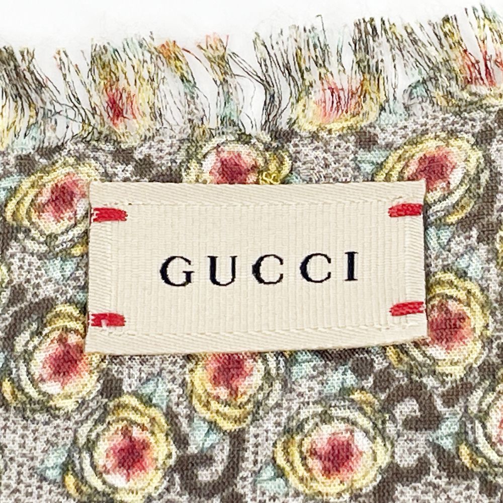 GUCCI(グッチ) GG ヒグチユウコ 78cm×78cm ウサギ 花柄 コラボ フリンジ ストール スカーフ / ユニセックス【中古A】20241029