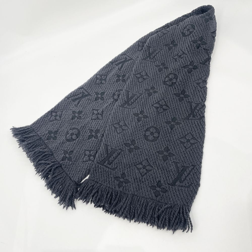 中古AB/使用感小】LOUIS VUITTON ルイ・ヴィトン エシャルプ ロゴマニア モノグラムフラワー ニット メンズ マフラー M72431  グレー20497447