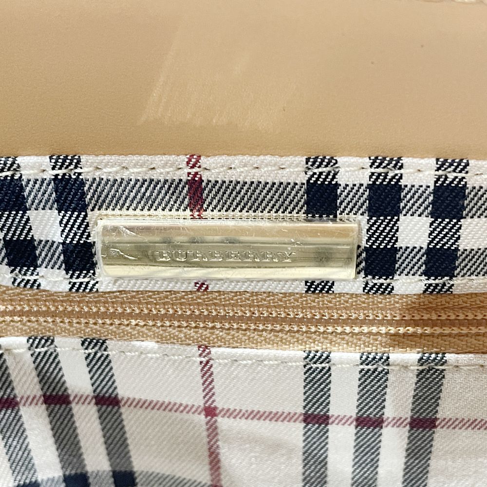 BURBERRY(バーバリー) ロゴ 内部チェック ミニ ハンドバッグ レザー レディース【中古AB】20241102