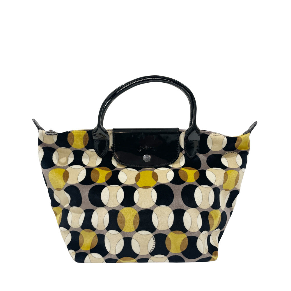 Longchamp(ロンシャン) ル プリアージュ ポワ 水玉 ドット トートバッグ ベロア/エナメル レディース【中古B】20241103