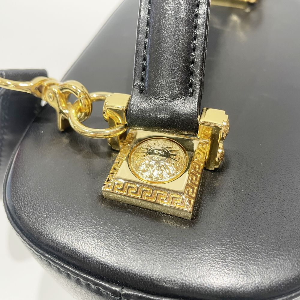 Gianni Versace(ジャンニ・ヴェルサーチ) サンバースト グレカ ストライプ バニティ 2WAY ヴィンテージ ショルダーバッグ レザー レディース【中古B】20241102