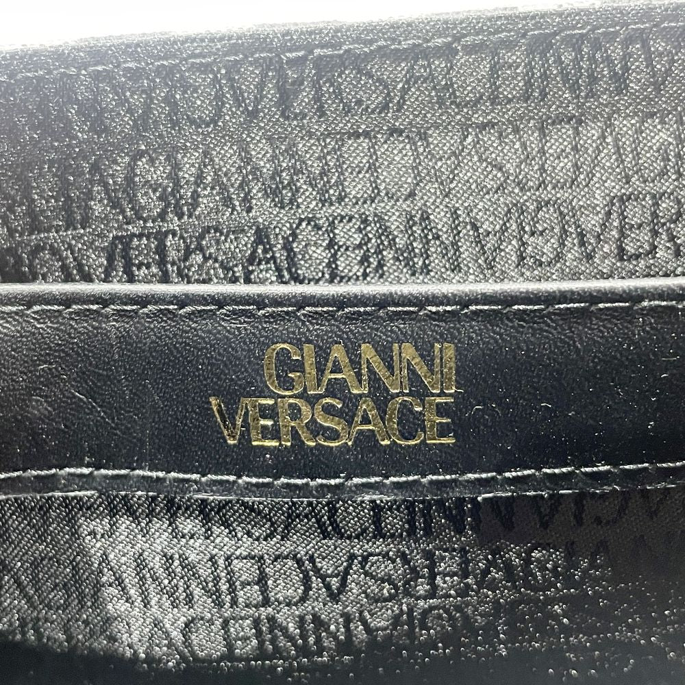 Gianni Versace(ジャンニ・ヴェルサーチ) サンバースト グレカ ストライプ バニティ 2WAY ヴィンテージ ショルダーバッグ レザー レディース【中古B】20241102