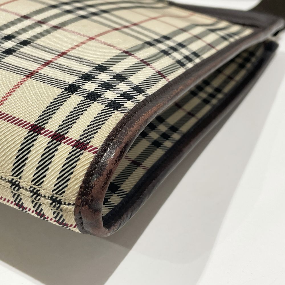 BURBERRY(バーバリー) ロゴ チェック ミニ 斜め掛け ショルダーバッグ キャンバス/レザー レディース【中古B】20241026