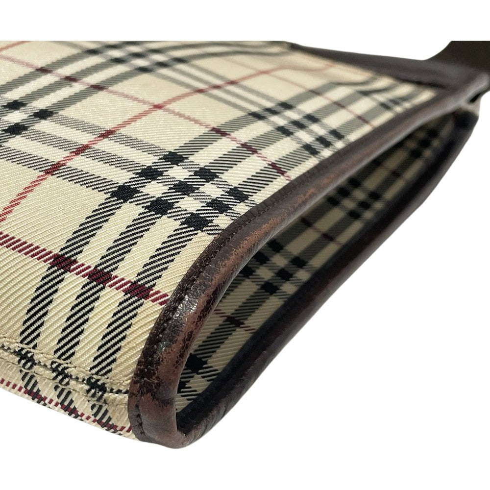 BURBERRY(バーバリー) ロゴ チェック ミニ 斜め掛け ショルダーバッグ キャンバス/レザー レディース【中古B】20241026