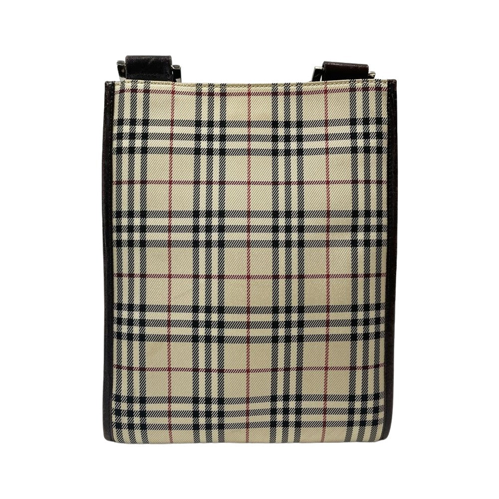 BURBERRY(バーバリー) ロゴ チェック ミニ 斜め掛け ショルダーバッグ キャンバス/レザー レディース【中古B】20241026