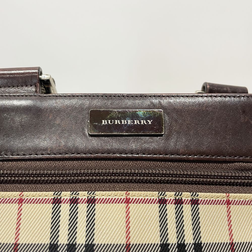 BURBERRY(バーバリー) ロゴ チェック ミニ 斜め掛け ショルダーバッグ キャンバス/レザー レディース【中古B】20241026