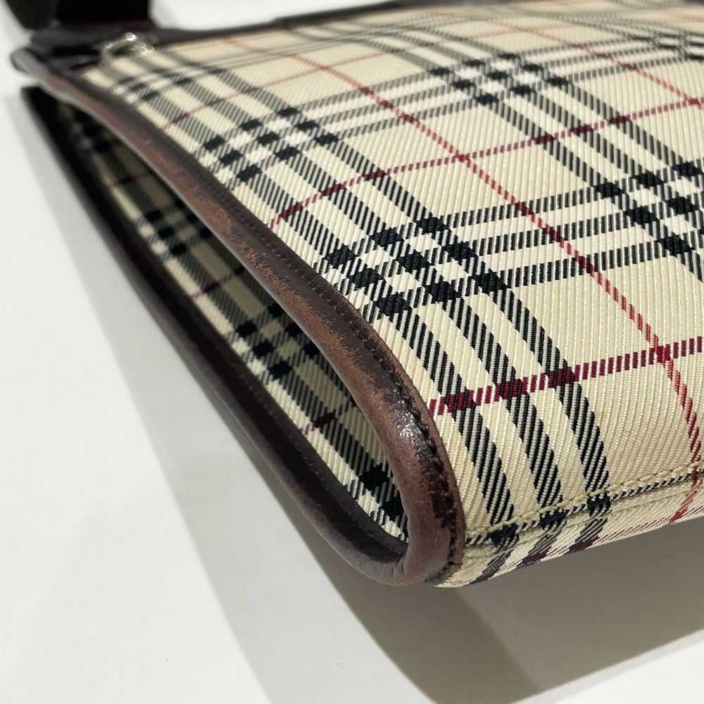 BURBERRY(バーバリー) ロゴ チェック ミニ 斜め掛け ショルダーバッグ キャンバス/レザー レディース【中古B】20241026