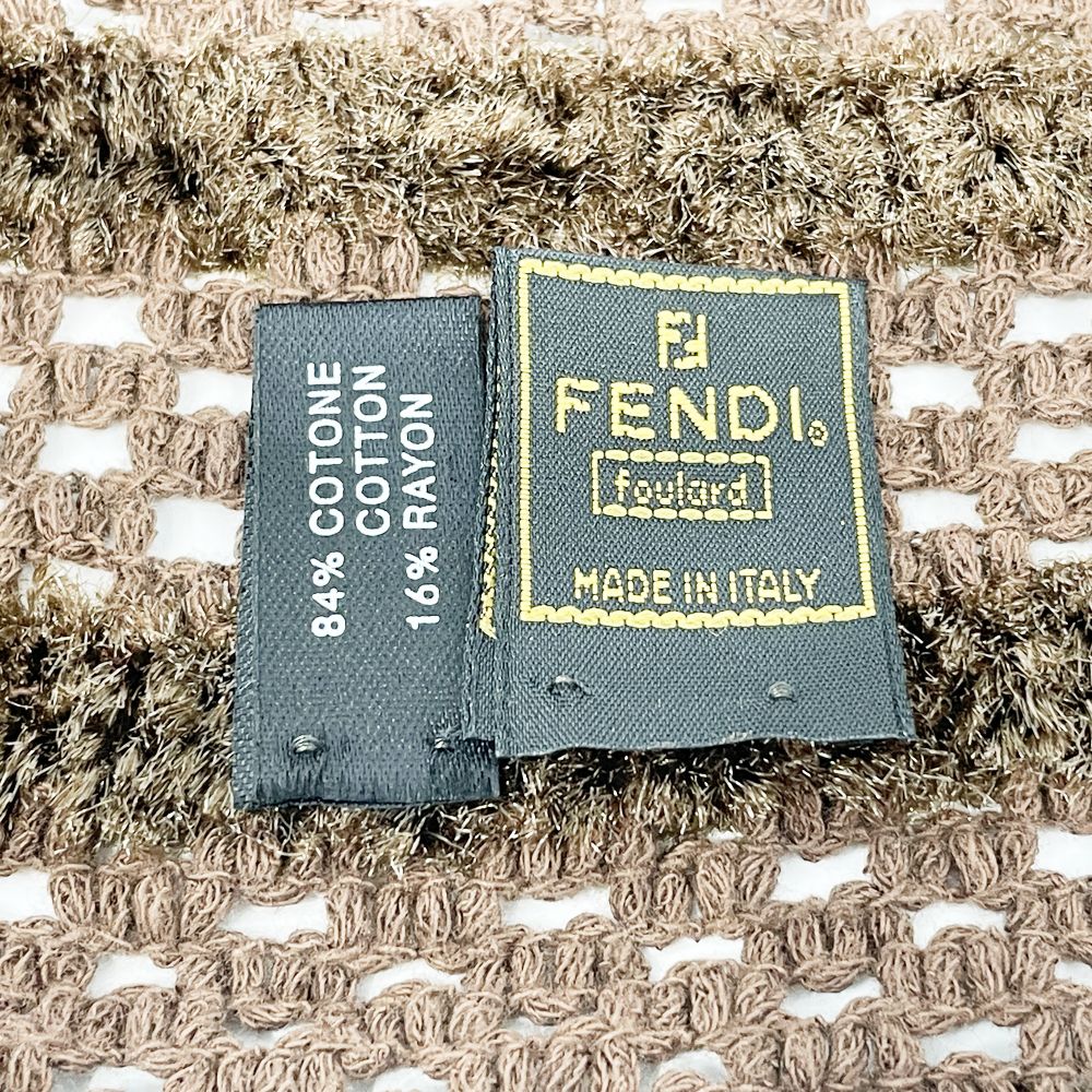 FENDI(フェンディ) ズッカワッペン 大判 196m×50cm 透かし編み ファー ショール 大判 ストール アセテート/ ユニセックス【中古AB】20241114