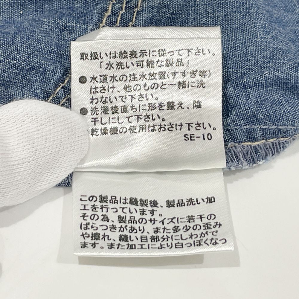 BURBERRY BLUE LABEL(バーバリーブルーレーベル) ロゴ 刺繍 ノースリーブ シャツ 腰ギャザー ワンピース コットン レディース【中古B】20241109