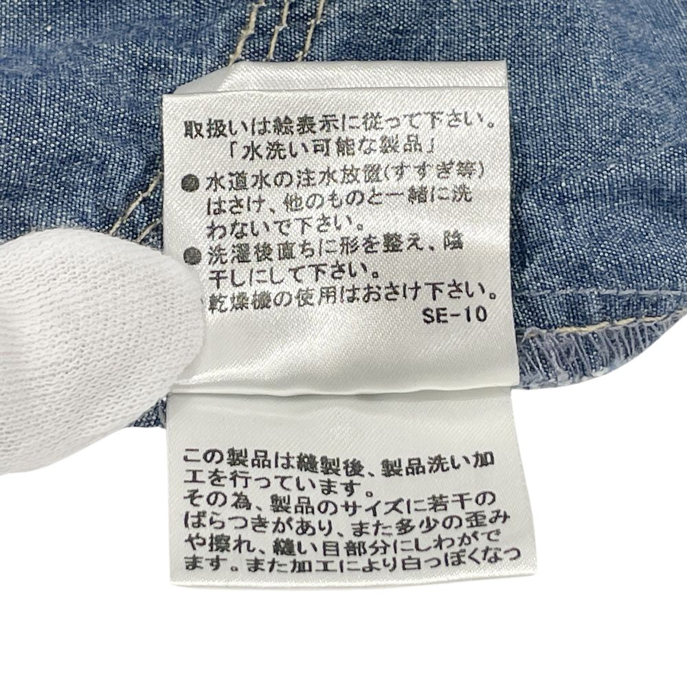 BURBERRY BLUE LABEL(バーバリーブルーレーベル) ロゴ 刺繍 ノースリーブ シャツ 腰ギャザー ワンピース コットン レディース【中古B】20241109