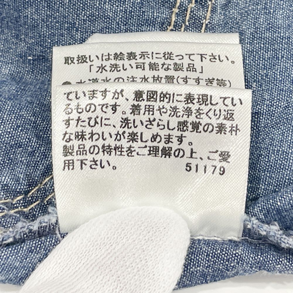 BURBERRY BLUE LABEL(バーバリーブルーレーベル) ロゴ 刺繍 ノースリーブ シャツ 腰ギャザー ワンピース コットン レディース【中古B】20241109