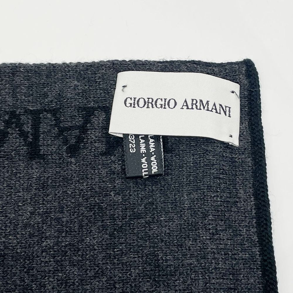 GIORGIO ARMANI(ジョルジオアルマーニ) 170cm×66cm ロゴ ニット リバーシブル マフラー シルク/ メンズ【中古A】20241117