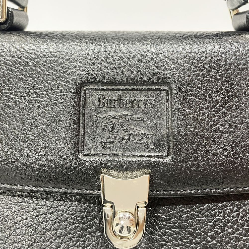 中古B/標準】Burberrys バーバリーズ ロゴ トップハンドル 筒形 内部チェック ヴィンテージ レディース ハンドバッグ  ブラック20499975