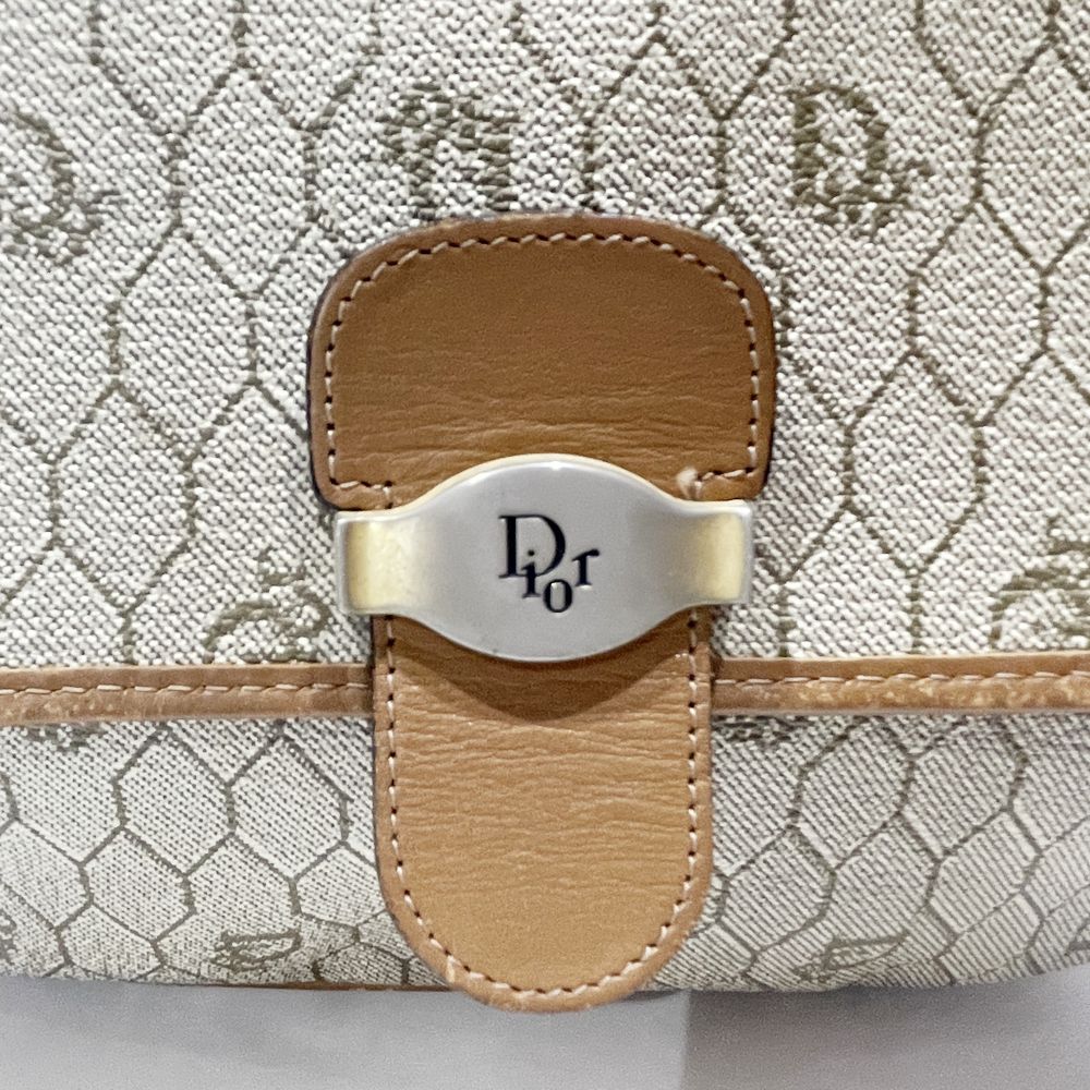 中古B/標準】Christian Dior クリスチャンディオール ハニカム ロゴプレート 斜め掛け ヴィンテージ レディース ショルダーバッグ  ベージュ20499981