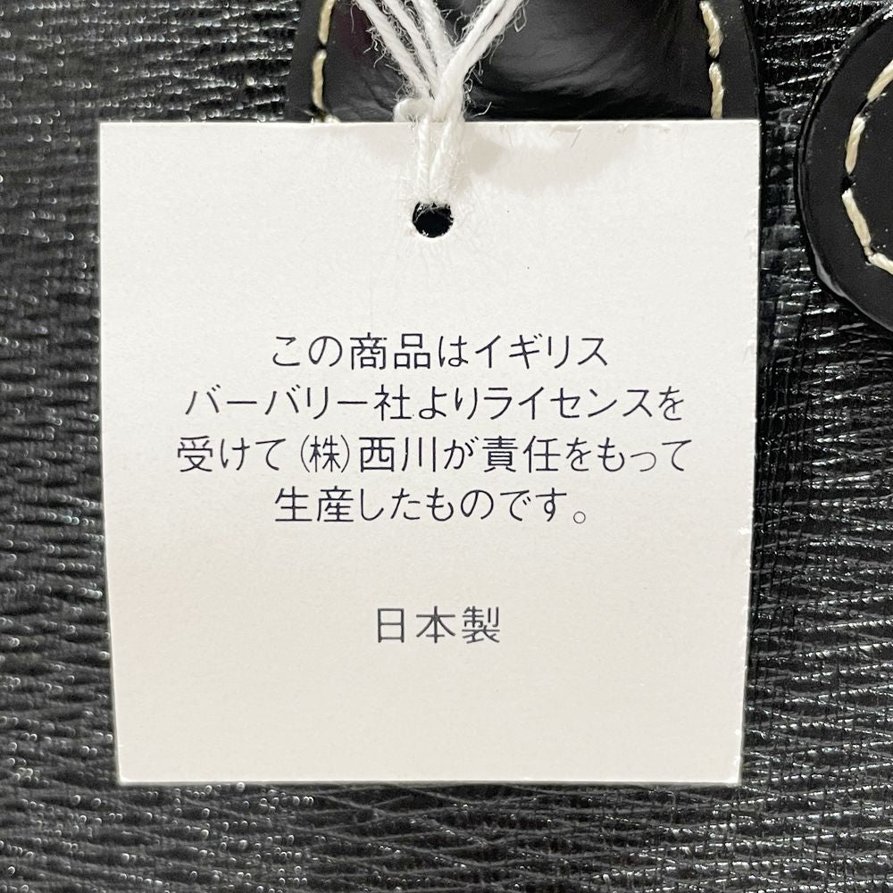 BURBERRY(バーバリー) ロゴ プレート サイドボタン 内部チェック ハンドバッグ レザー レディース【中古A】20241102