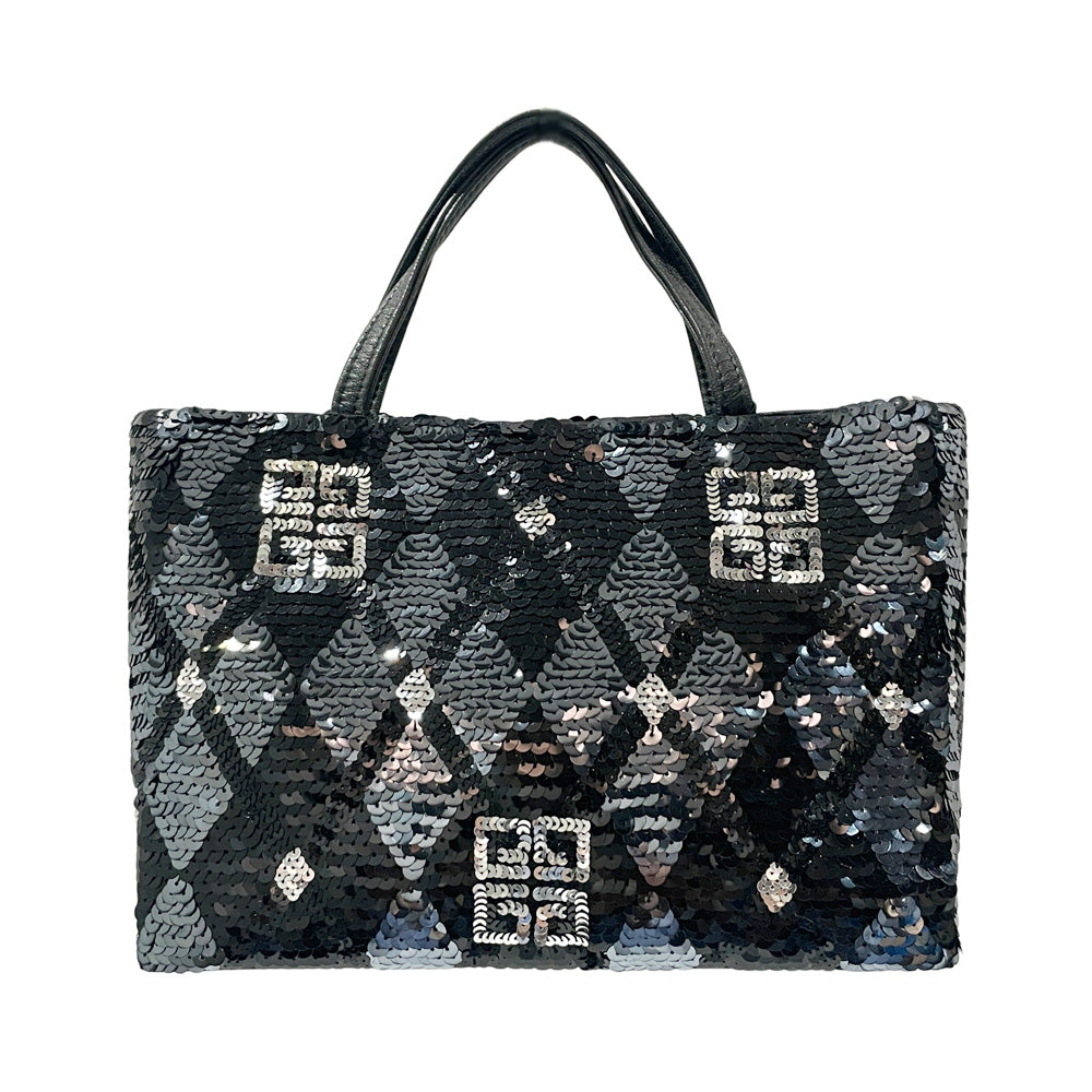 GIVENCHY(ジバンシィ) 4G アーガイル柄 ミニ ヴィンテージ ハンドバッグ レザー/スパンコール レディース【中古AB】20241109