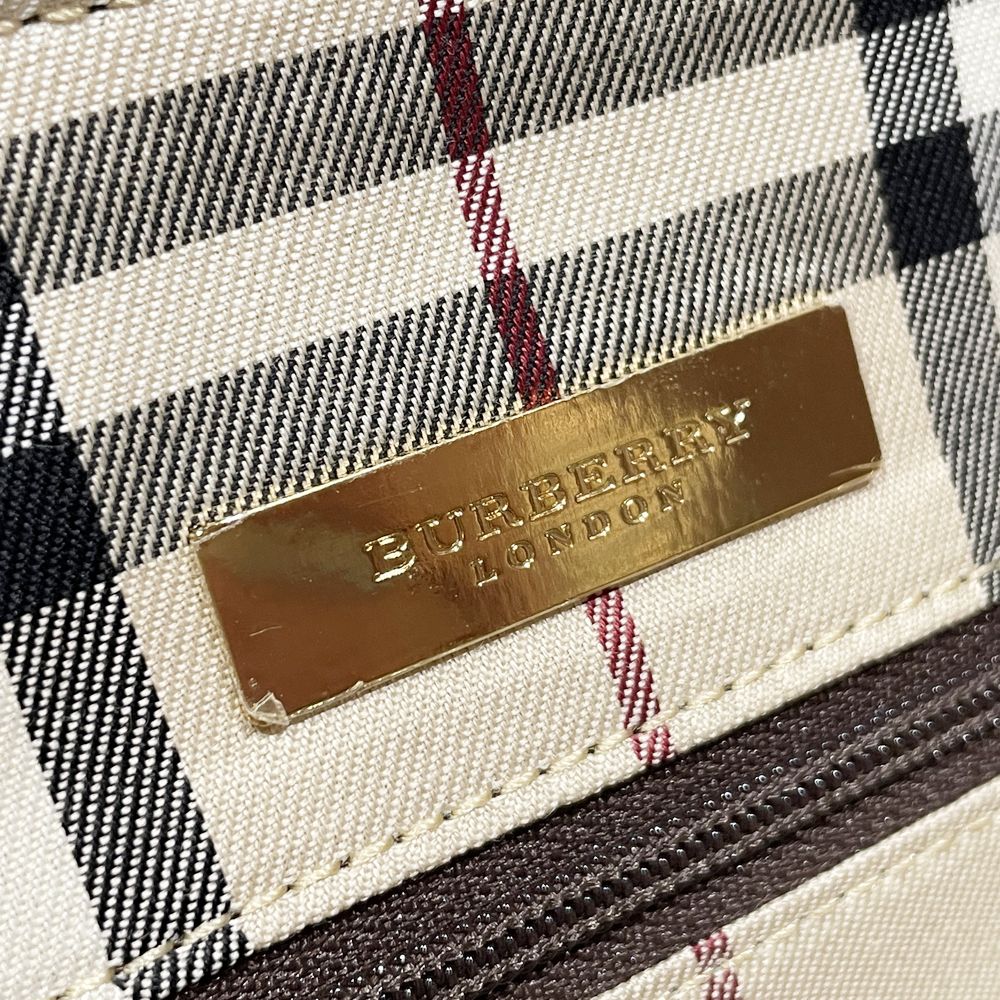 BURBERRY(バーバリー) ロンドン ロゴ プレート 内部チェック ハンドバッグ レザー レディース【中古AB】20241102