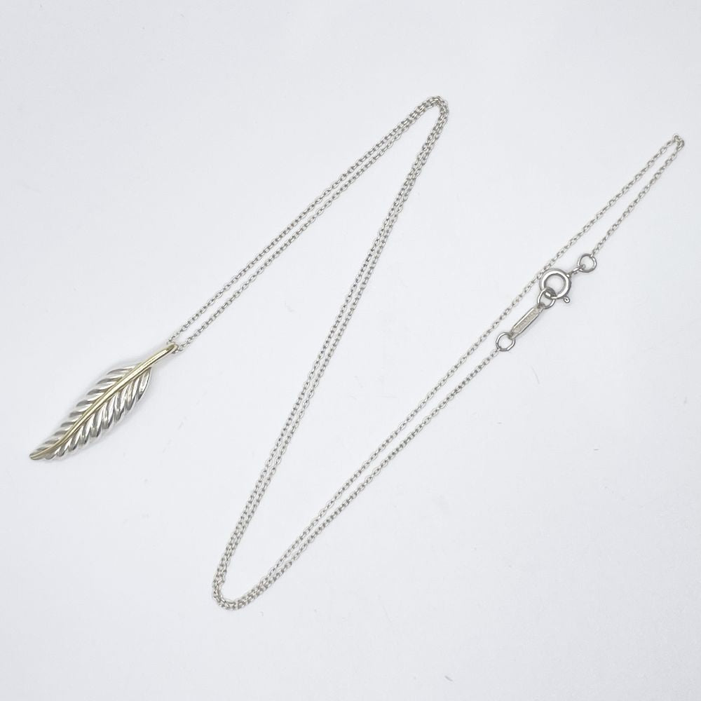 中古AB/使用感小】TIFFANY&Co. ティファニー フェザー コンビ SV925 K18YG レディース ネックレス シルバー20500049