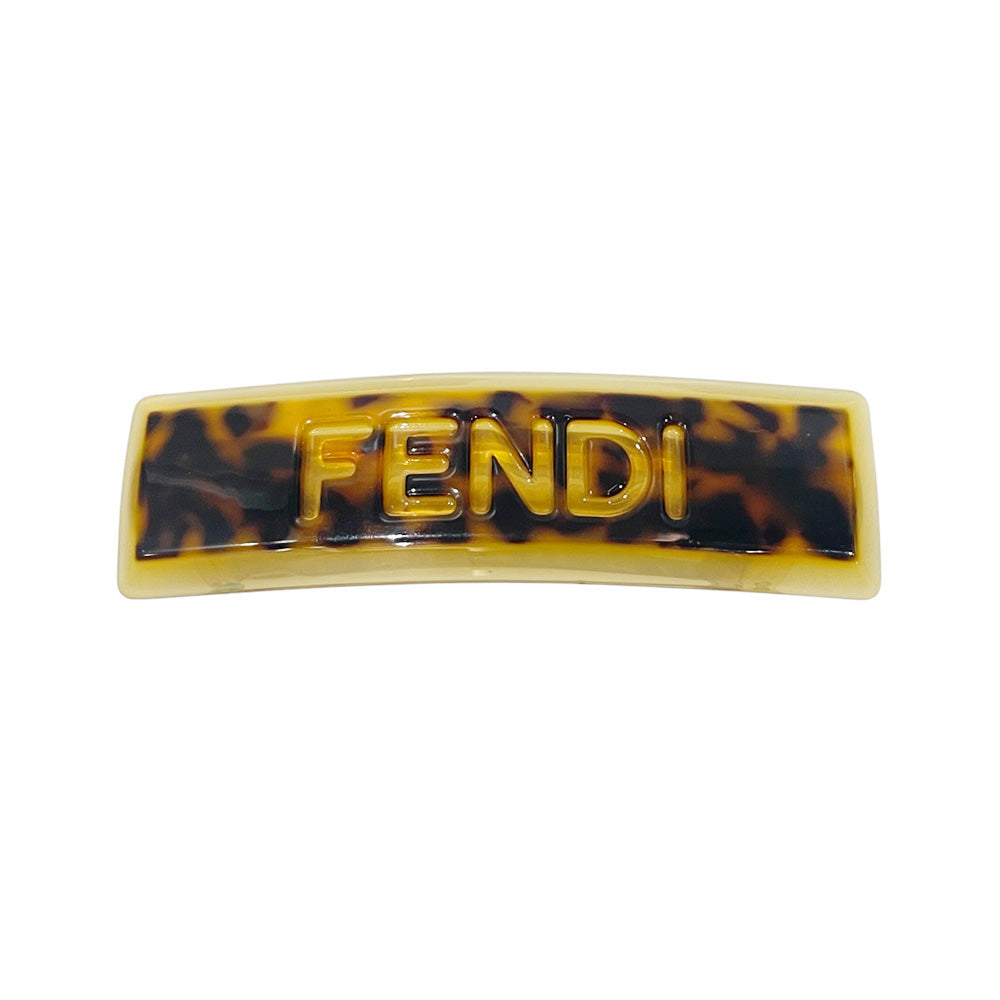 FENDI(フェンディ) 8.8cm×2.5cm ロゴ マーブル 髪留め ヘアアクセサリー ヴィンテージ バレッタ プラスチック/メタル レディース【中古A】20241114