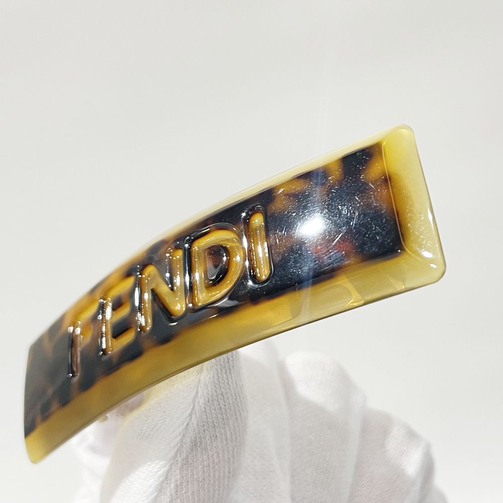 FENDI(フェンディ) 8.8cm×2.5cm ロゴ マーブル 髪留め ヘアアクセサリー ヴィンテージ バレッタ プラスチック/メタル レディース【中古A】20241114