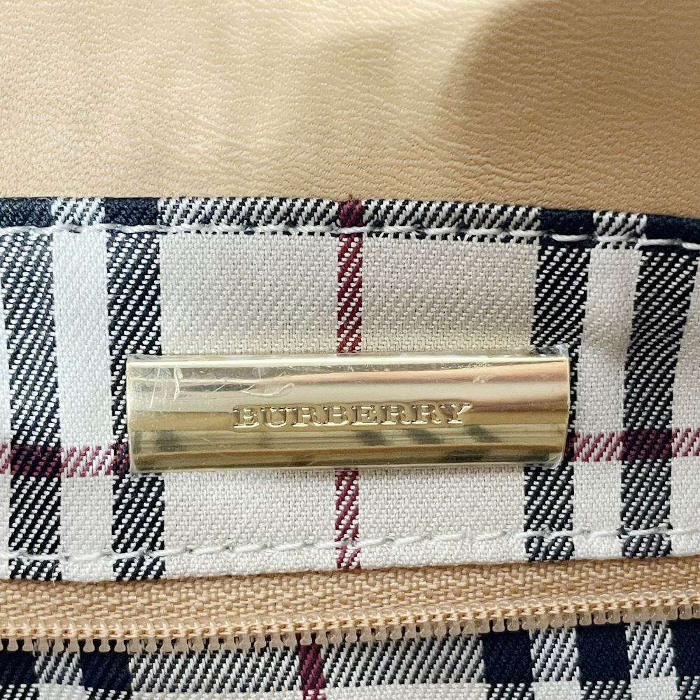 BURBERRY(バーバリー) ロゴ 内部チェック トートバッグ レザー レディース【中古A】20241124