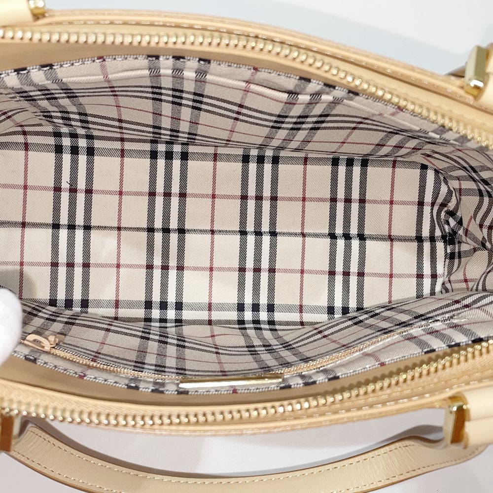 BURBERRY(バーバリー) ロゴ 内部チェック トートバッグ レザー レディース【中古A】20241124