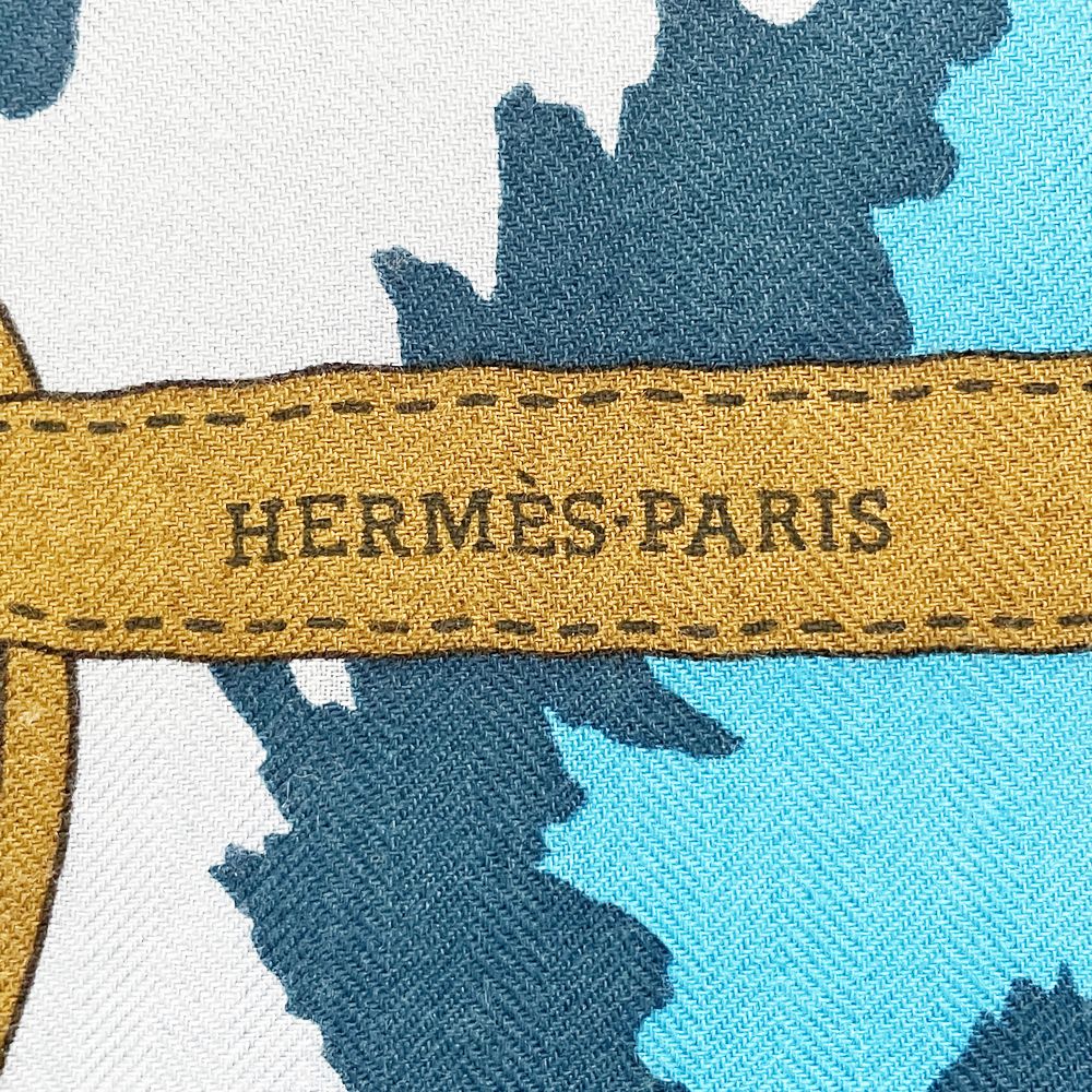 HERMES(エルメス) カレH 140 MONSIEUR ET MADAME ムッシュ＆マダム 総柄 大判 スカーフ カシミヤ/シルク レディース【中古AB】20241123