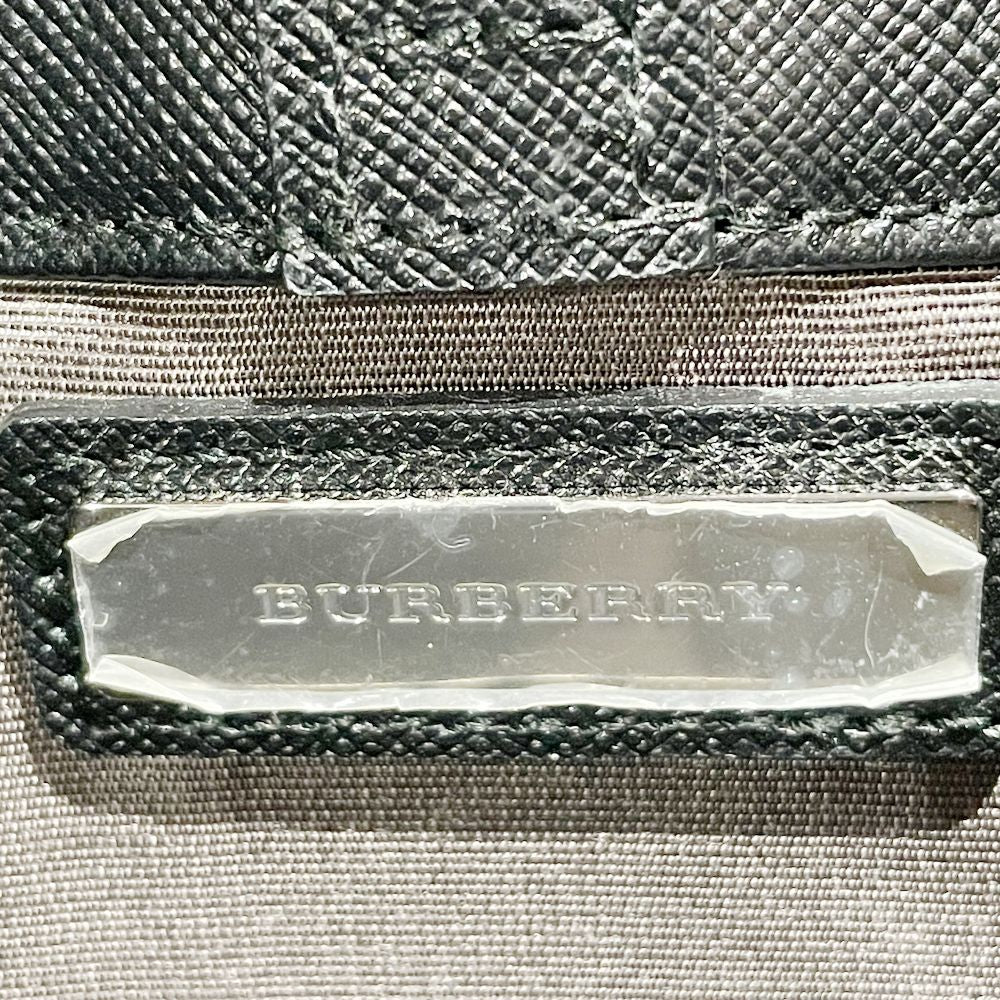 BURBERRY(バーバリー) ロゴ プレート 内部チェック スクエア型 トートバッグ レザー レディース【中古AB】20241201