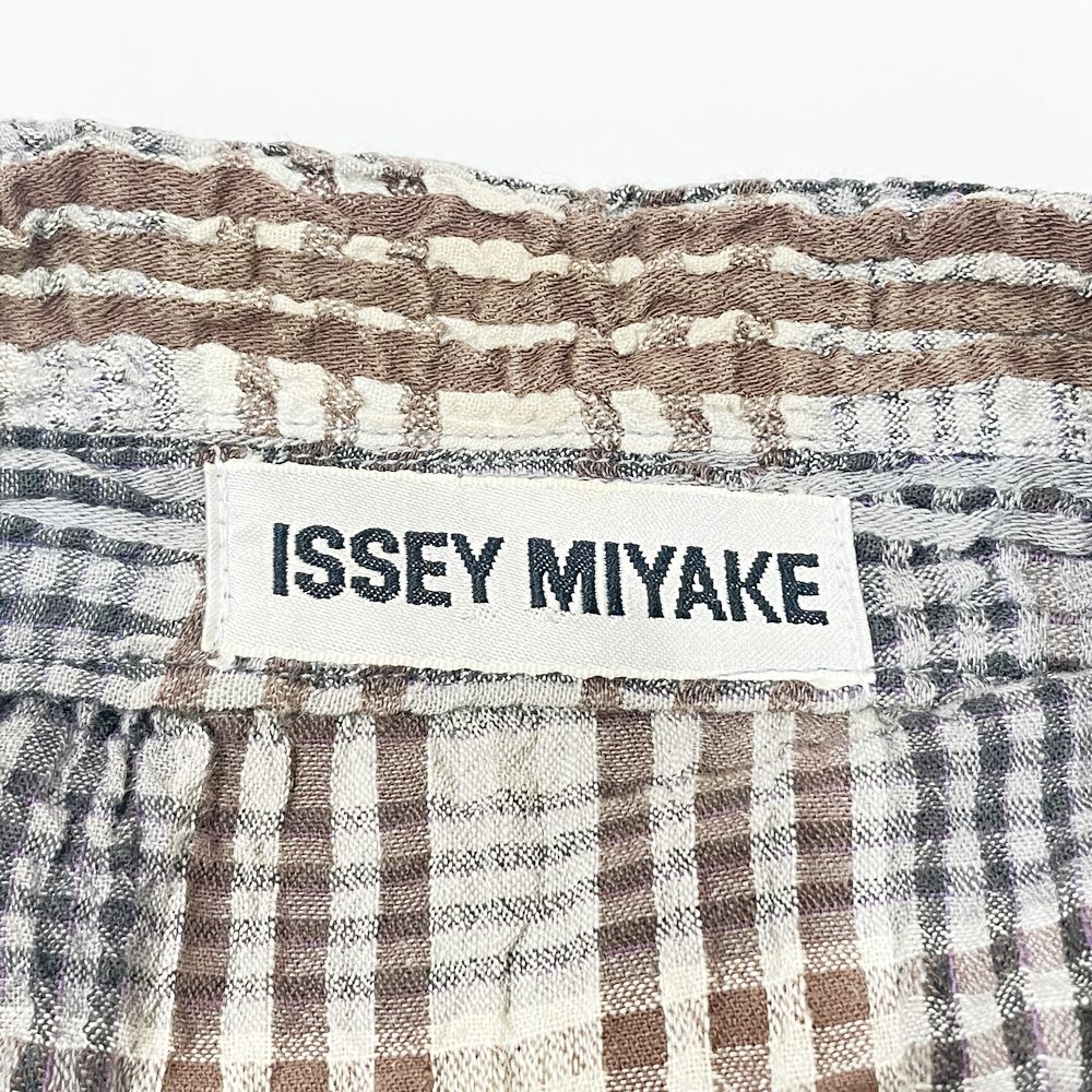 ISSEY MIYAKE(イッセイミヤケ) プリーツ加工 チェック 総柄 ロング丈 ヴィンテージ IM51-FD033 テーラードジャケット コットン/リネン/ポリウレタン レディース【中古B】20241208