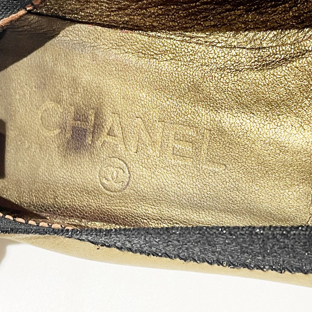 CHANEL(シャネル) サイズ35ハーフ バレエ 素材切替 ヒール5cm パンプス パテントレザー/レザー レディース【中古AB】20241205