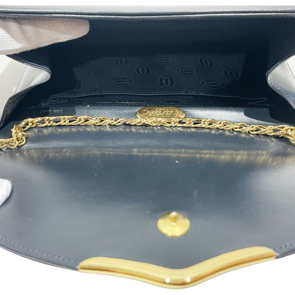 CARTIER(カルティエ) サファイアライン ヴィンテージ チェーン ショルダーバッグ レザー レディース【中古A】20241207