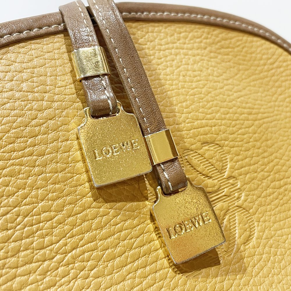 中古AB/使用感小】LOEWE ロエベ アナグラム ロゴチャーム ヴィンテージ 斜め掛け レディース ショルダーバッグ ブラウン20505068