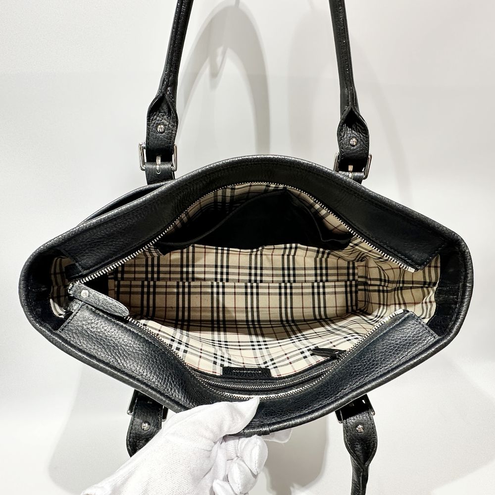 BURBERRY(バーバリー) ロゴ 内部チェック ハンドバッグ レザー レディース【中古B】20241207